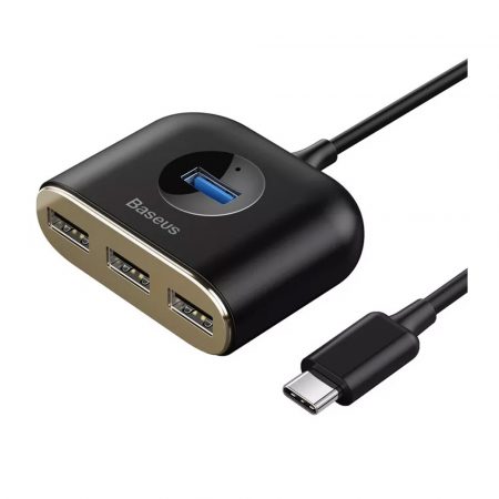 Хап Baseus Square Round 4 in 1 Type-C to USB3.0+3xUSB2.0 - Черный (CAHUB-BY01)