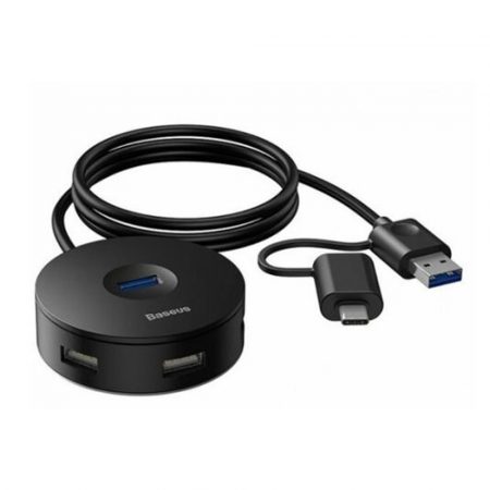 Хаб CAHUB-GA01 Baseus round box HUB adapter (Type-C+USB A to USB3.0*1+USB2.0*3) Черный